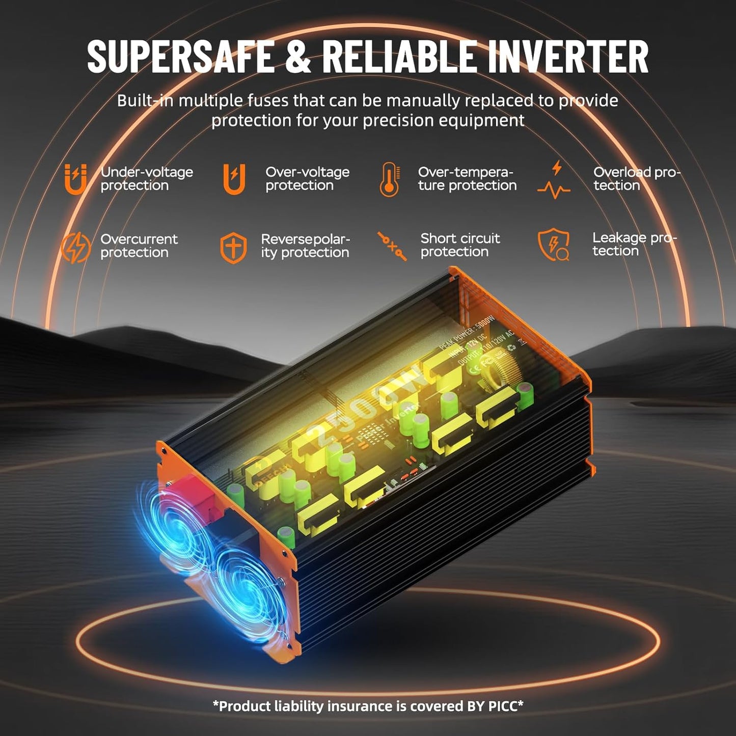 DEECHI 2500 Watt Power Inverter 12V DC to 110V/120V AC Converter