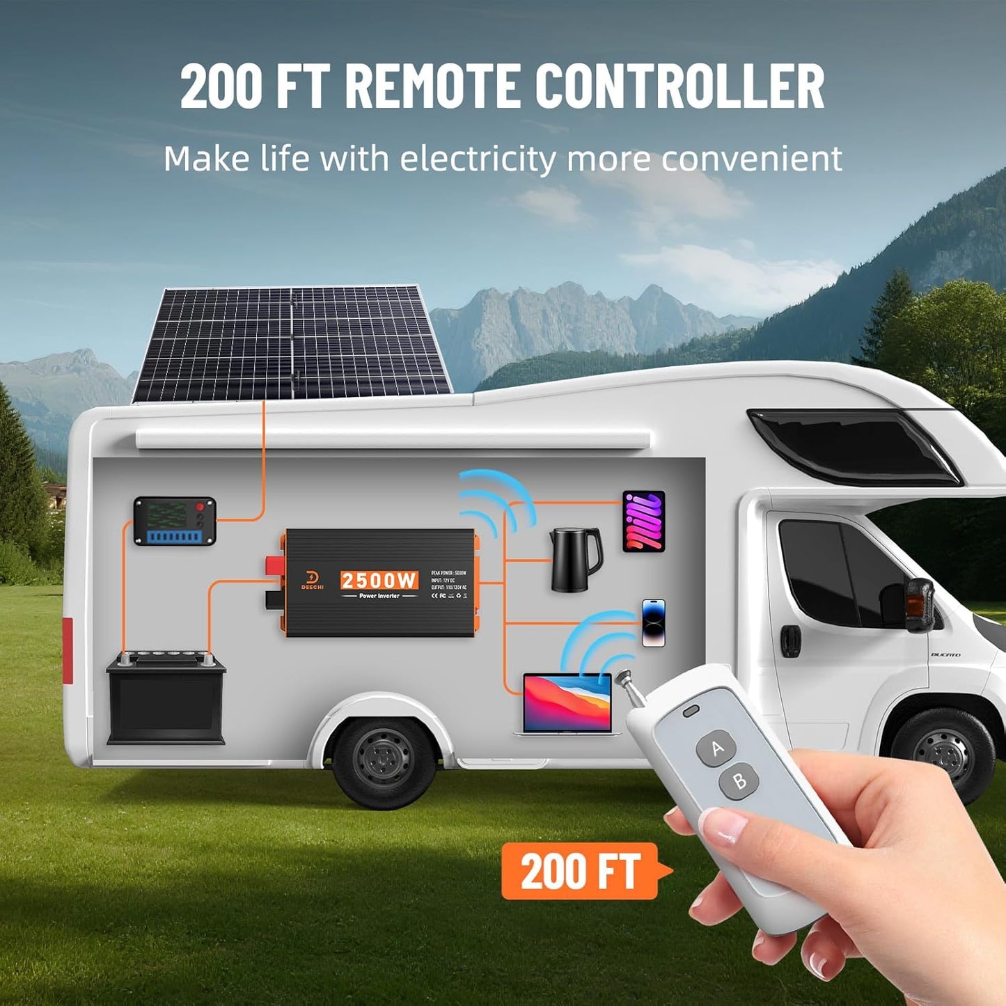 DEECHI 2500 Watt Power Inverter 12V DC to 110V/120V AC Converter