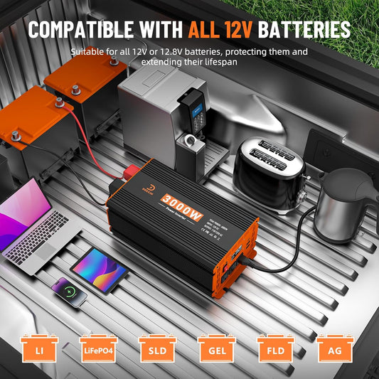 DEECHI 3000 Watt Power Inverter 12V DC to 110V/120V AC Converter