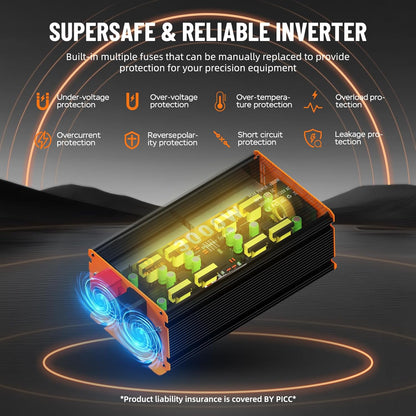 DEECHI 3000 Watt Power Inverter 12V DC to 110V/120V AC Converter