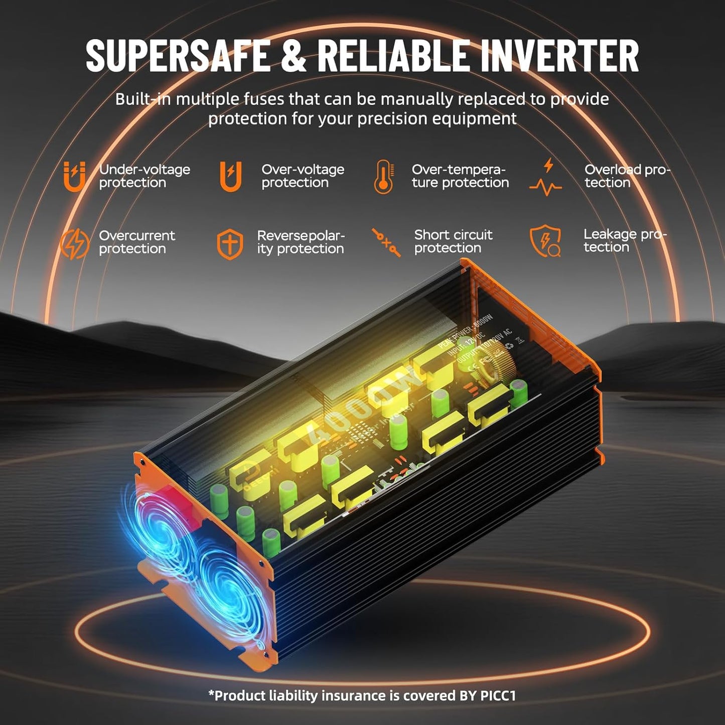 DEECHI 4000 Watt Power Inverter 12V DC to 110V/120V AC Converter