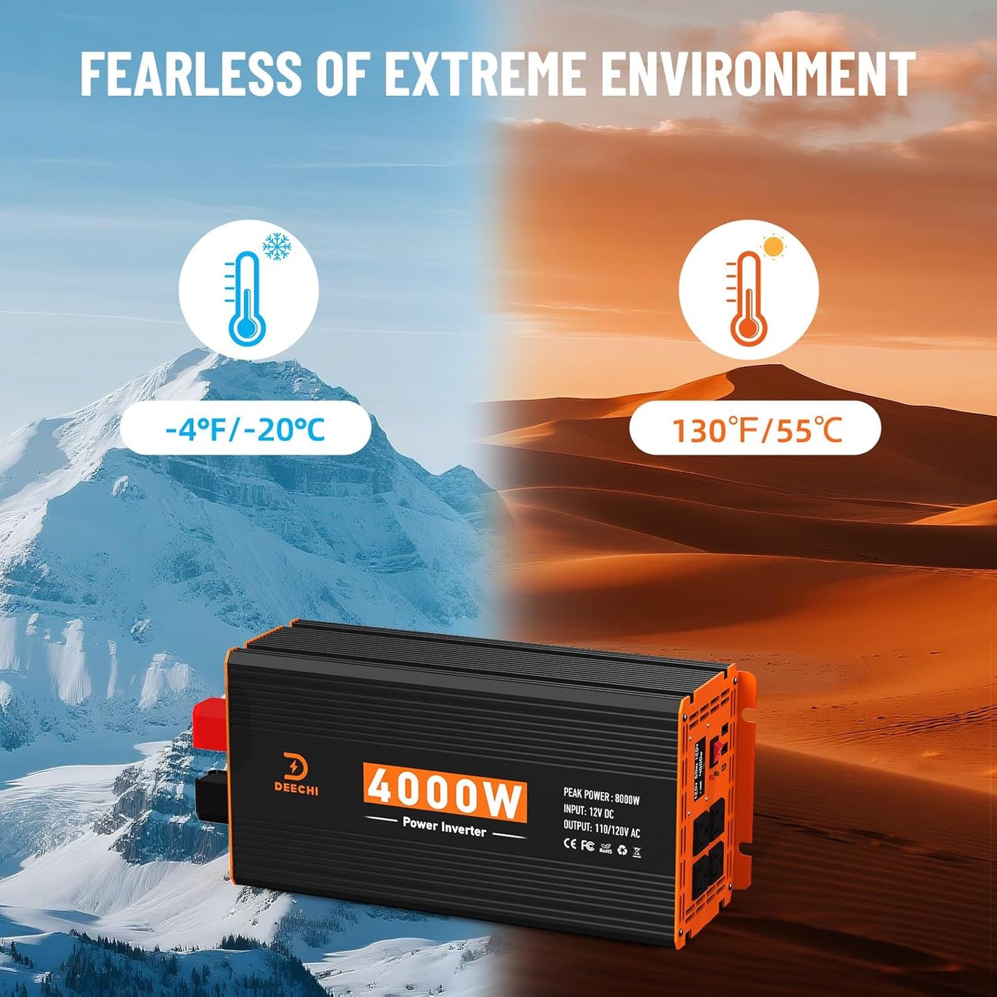 DEECHI 4000 Watt Power Inverter 12V DC to 110V/120V AC Converter